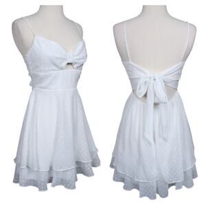 B Darlin Womens Bow Mini Dress Size Small White‎ Bridal Shower Fit Flare Layered